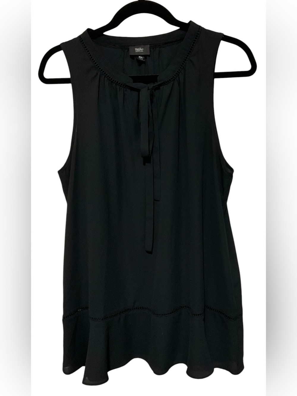 Wassio Black Sleeveless Tie Neck Blouse – XL 15